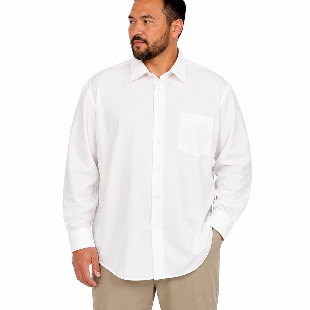 Pronto Uomo Dress Shirt Mens 19 36/37 Big Tall White Good Non-Iron Executive Fit